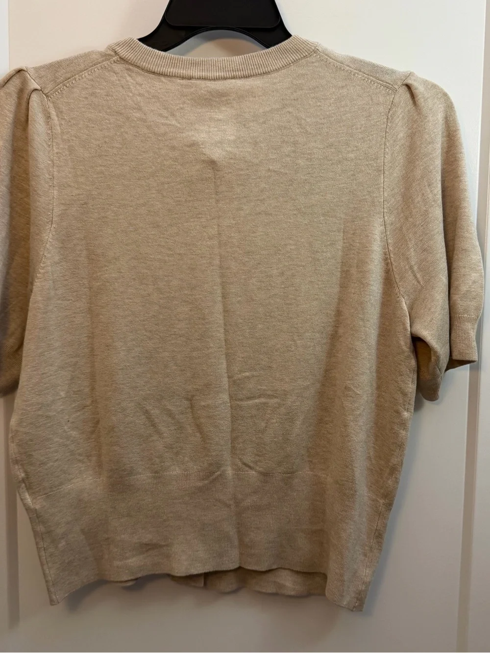Large Short-Sleeve Button Cardigan - Beige